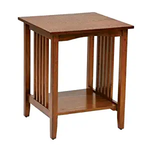 Traditional Side Table with Medium Oak Finish for Living Room, Bedroom, Porch, Covered Patio, Den, Home Office, Guest Room, Foyer, Etc.. Mission Style Accent Furniture Serves As Magazine Holder, Nightstand, Sofa End Table, Cabin Furniture and More!