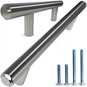 Alpine Hardware | 10Pack ~ 5" (128mm) Hole Center | SOLID Stainless Steel, Bar Handle Pull with A Fine-Brushed Satin Nickel Finish | Kitchen Cabinet Hardware/Dresser Drawer Handles