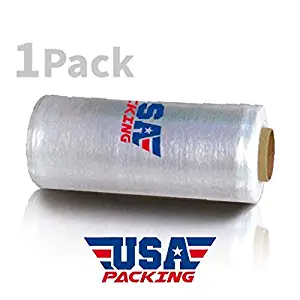 Pre Stretch Plastic Wrap Film | Furniture Packing Moving | Pallet Wrapping - 15 Inch x 1476 Feet - 2.75 Lbs per Roll. Made in USA with Virgin Material. Durable & Light Weight. Pre Stretch (1 ROLL)