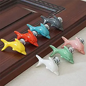 HOT - Cabinet Pulls - Colorful Dolphin Knobs Drawer Knob Pulls s Dresser Handle Pull Kitchen Cabinet Door Knob Child Blue Green - by MINIATURE - 1 PCs