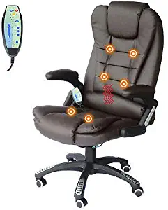 Heated Vibrating Office Massage Chair Executive Ergonomic Computer Desk - Brown