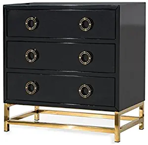 TOV Furniture The Majesty Collection Contemporary Style Bedroom Chest of Drawers, Black with Gold Accents