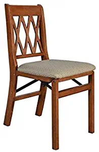 Lattice Back Folding Chair in Cherry Finish - Set of 2