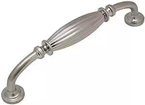 Cosmas 7120SN Satin Nickel Country Style Cabinet Hardware Ribbed Handle Pull - 5" Inch (128mm) Hole Centers - 20 Pack