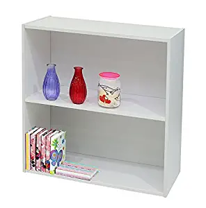 Kings Brand Furniture White Wood 2-Tier Shelf Bookcase Storage Organizer