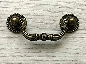 Haloogoods Vintage Hardware, 1Pc x  2 1/2" Bail Drawer Pull Drop Handle Dresser Pulls Antique Bronze 2.5" 64 mm - (Hole Spacing:2.5" (64 mm))