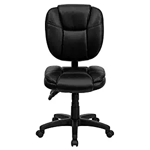 Flash Furniture Mid-Back Black Leather Multifunction Swivel Ergonomic Task Office Chair with Pillow Top Cushioning