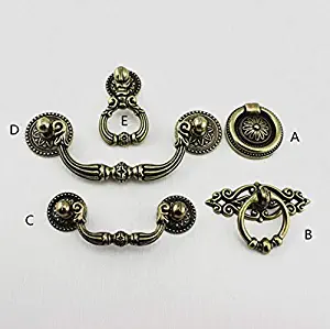 2.5" 3.75" Vintage Dresser Pulls Drop Ring Drawer Knobs Handles Drop Bail Pulls Antique Bronze Kitchen Cabinet Door Handle Knobs - (Size: C-64mm)