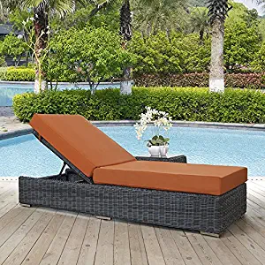 Modway Summon Outdoor Patio Chaise Lounge With Sunbrella Brand Tuscan Orange Canvas Cushions