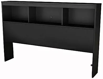 South Shore Spark Bookcase Headboard with Storage, Full 54-inch, Pure Black