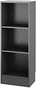 Atlin Designs Short Narrow 3 Shelf Bookcase in Black Wood Grain