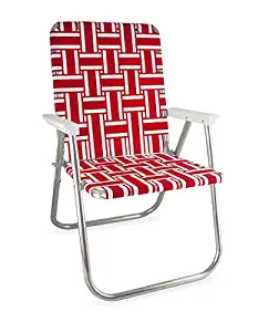 Lawn Chair USA Webbing Chair (Deluxe, Red and White with White Arms)