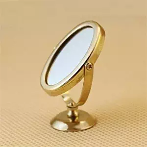 EatingBiting（R） Vintage Princess Mirror Dollhouse Miniature Re-Ment 1:12 Scale Fairy Doll Home Furniture Craft Furniture Accessoreis, for Kid Children Golden Framed Mirror for 1/12 Doll