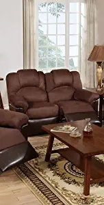 Poundex Carmina Chocolate Plush Microfiber Motion Loveseat