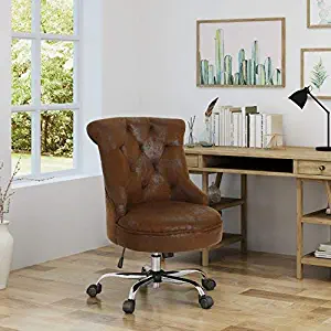 Christopher Knight Home 304961 Tyesha Desk Chair, Brown + Chrome