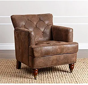 Abbyson Living Misha Tufted Fabric Accent Chair in Antique Brown