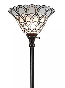 Amora Lighting AM071FL14 Tiffany-style Jewel Floor Torchiere Lamp White, 14"W x 72"H