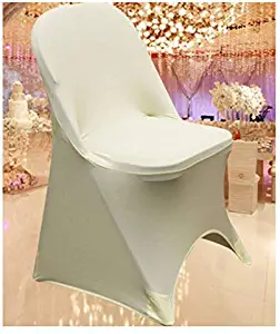 SPRINGROSE 50 Ecoluxe Ivory Spandex Stretch Folding Chair Covers | Sleek, Resilient Polyester & Elastic Spandex | for Wedding, Bridal Showers, Anniversary Party, Receptions, Celebrations, More