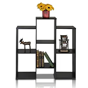 Furinno Parsons Staggered Cube Bookcase with 6 Shelves, Black