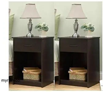 Set of 2 Nightstand MDF End Tables Pair Bedroom Table Furniture Multiple Colors (Brown)