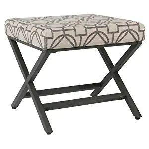 HomePop Modern Square Metal X-BaseOttoman, Grey Lattice