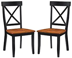 Classic Black/Oak Pair of Dining Chairs by Home Styles