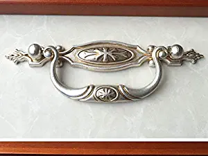 Haloogoods Vintage Hardware, 1Pc x  3" 3.75" Drop Handles Bail Drawer Dresser Pulls Antique Bronze Silver 76 96 mm - (Hole Spacing:3" (76 mm), Color:Antique Silver)