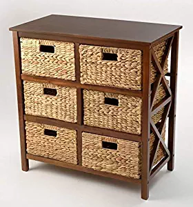 3 Tier X-Side Storage Cabinet with 6 Baskets (Walnut)