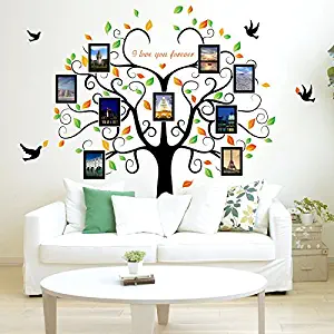 Large Family Tree Wall Decor Removable Tree Picture Frames Wall Decals Vinyl Tree Wall Stickers for Living Room Wall Decor