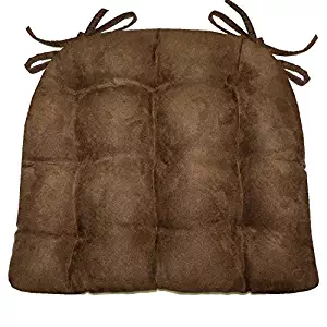 Barnett Products Dining Chair Pad with Ties - Microsuede Coffee Bean Brown Micro Fiber Ultra Suede - Reversible, Latex Foam Filled Cushion, Machine Washable (Coffee Bean Brown, Extra-Large)