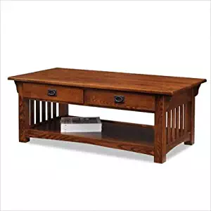 Leick Furniture Mission 2-Drawer Coffee Table, Medium Oak