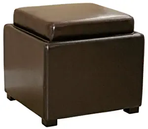 BAXTON STUDIO DARK BROWN TATE STORAGE OTTOMAN