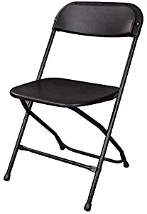 Ontario Furniture: Stackable Black Metal Folding Chair, 800-Pound Weight Capacity, Premium Steel Frame with Plastic Seat and Back