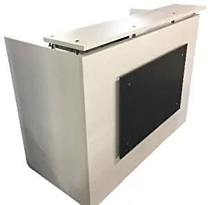 DFS Reception Desk Shell which fits a 15" Monitor - 60" W by 30" D by 44" H White and Black Front