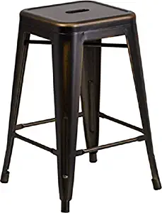Flash Furniture 24'' High Backless Distressed Copper Metal Indoor-Outdoor Counter Height Stool