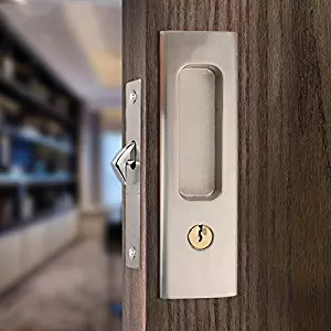 CCJH Invisible Door Locks Handle with 3 Keys for Sliding Barn Wooden Door Furniture Hardware (Sliver)