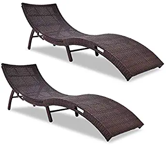 Tangkula Folding Patio Rattan Chaise Lounge Chair Pool Outdoor Furniture (2)