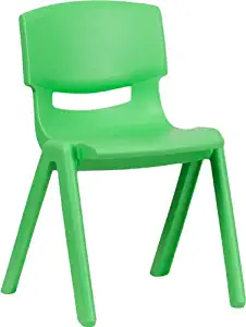 Flash Furniture Green Plastic Stackable School Chair with 13.25'' Seat Height