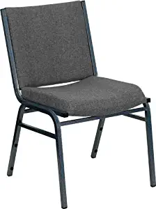 Flash Furniture HERCULES Series Heavy Duty, 3'' Thickly Padded, Gray Upholstered Stack Chair