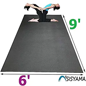 SISYAMA Extra Large Workout Mat 9' x 6' x 5mm Group Partner Aerial Yoga Mat Dance Barefoot Training Living Room Home Gym Flooring Non-Toxic Non-Slip