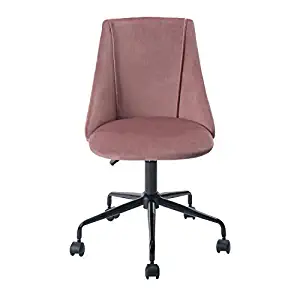 HOMY CASA Ergonomic Desk Chair Adjustable Swivel Office Chair Velvet Armless Computer Task Chair,Rose