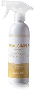 Real Simple Clean Leather Furniture Cleaner & Conditioner, for All Leather Furniture & Car Seats, Plant-Based Formula, Made in USA, Unscented, 16 oz