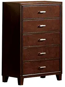 Furniture of America Sutherlin 5-Drawer Chest, Brown Cherry