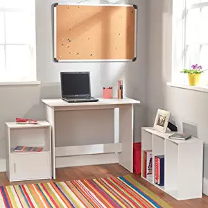 Target Marketing Systems 3 Piece Soho Study Set with 1 Writing Desk, 1 3-Shelf Bookcase, and 1 Storage Cube, White