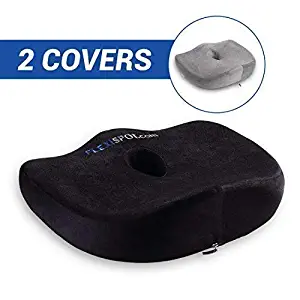 Flexispot 100% Pure Memory Foam Luxury Comfort Coccyx Seat Cushion Mat Ergonomic Orthopedic Design to Relieve Back, Sciatica and Tailbone Pain for Office Home Car Chair Wheelchair Use