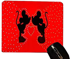 Lovely Cute Mice Silhouettes Red Heart Design Print Image Desktop Office Silicone Mouse Pad by Trendy Accessories