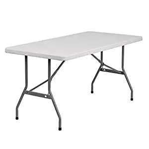 Flash Furniture 30''W x 60''L Granite White Plastic Folding Table
