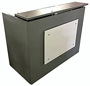 DFS Reception Desk Shell which fits a 15" Monitor - 48" W by 24" D by 44" H Silver and White Front