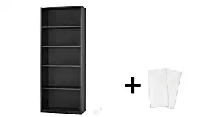 Mainstay 5-Shelf Wood Bookcase - (True Black Oak + Freebie, 5-Shelf)