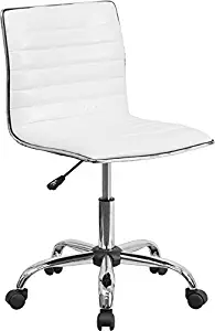 Flash Furniture Low Back Designer Armless White Ribbed Swivel Task Office Chair